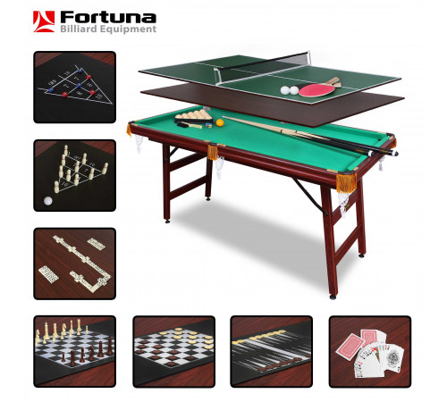 Бильярдный стол Fortuna Русская Пирамида 5фт 9 в 1 с комплектом аксессуаров
